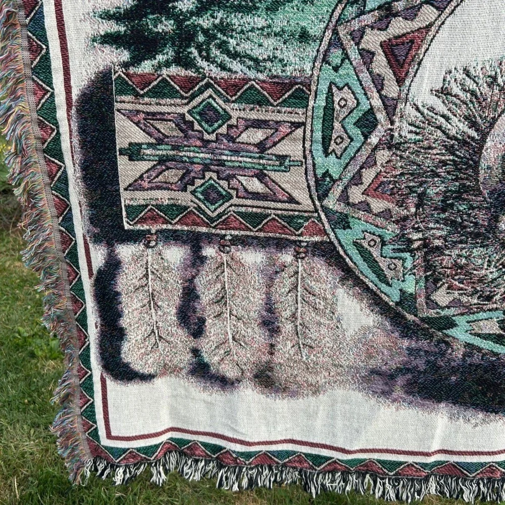 The Rug Barn‎ Shawl Dancer Throw Blanket  53x65 Multi Woven Cotton USA Cabin